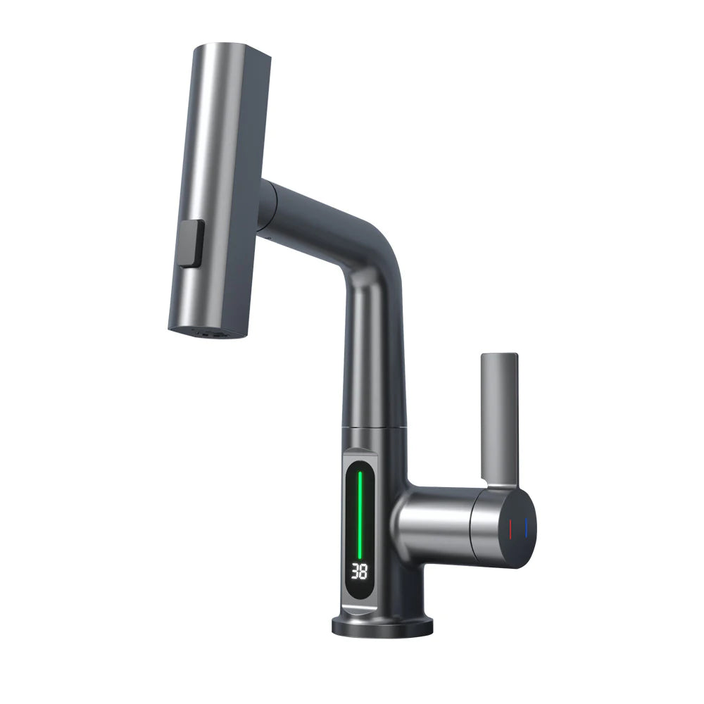 Intelligent Digital Display Faucet Pull-Out Basin Faucet Temperature Digital Display Rotation