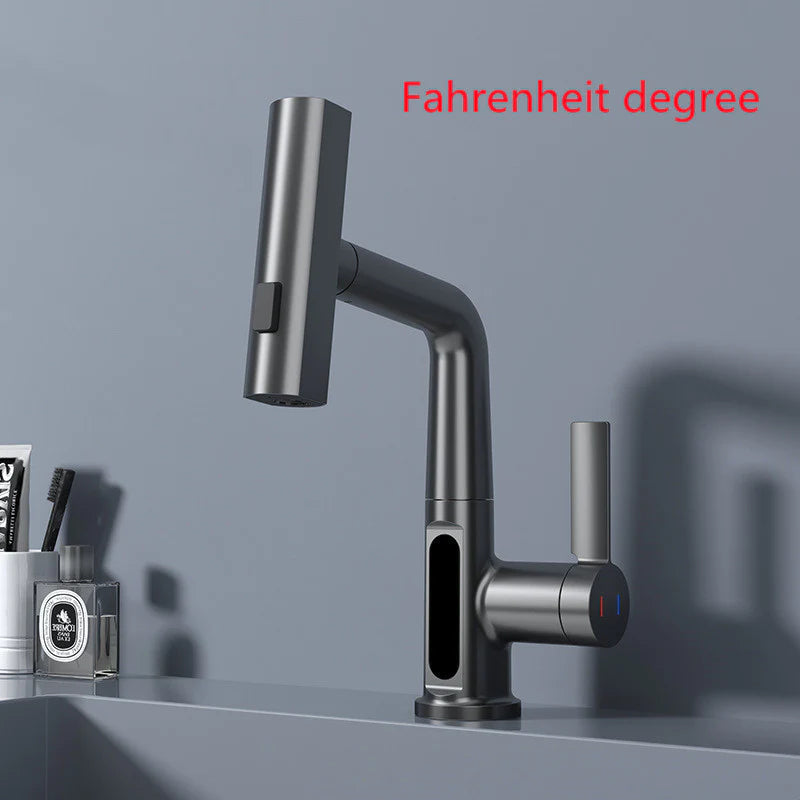 Intelligent Digital Display Faucet Pull-Out Basin Faucet Temperature Digital Display Rotation