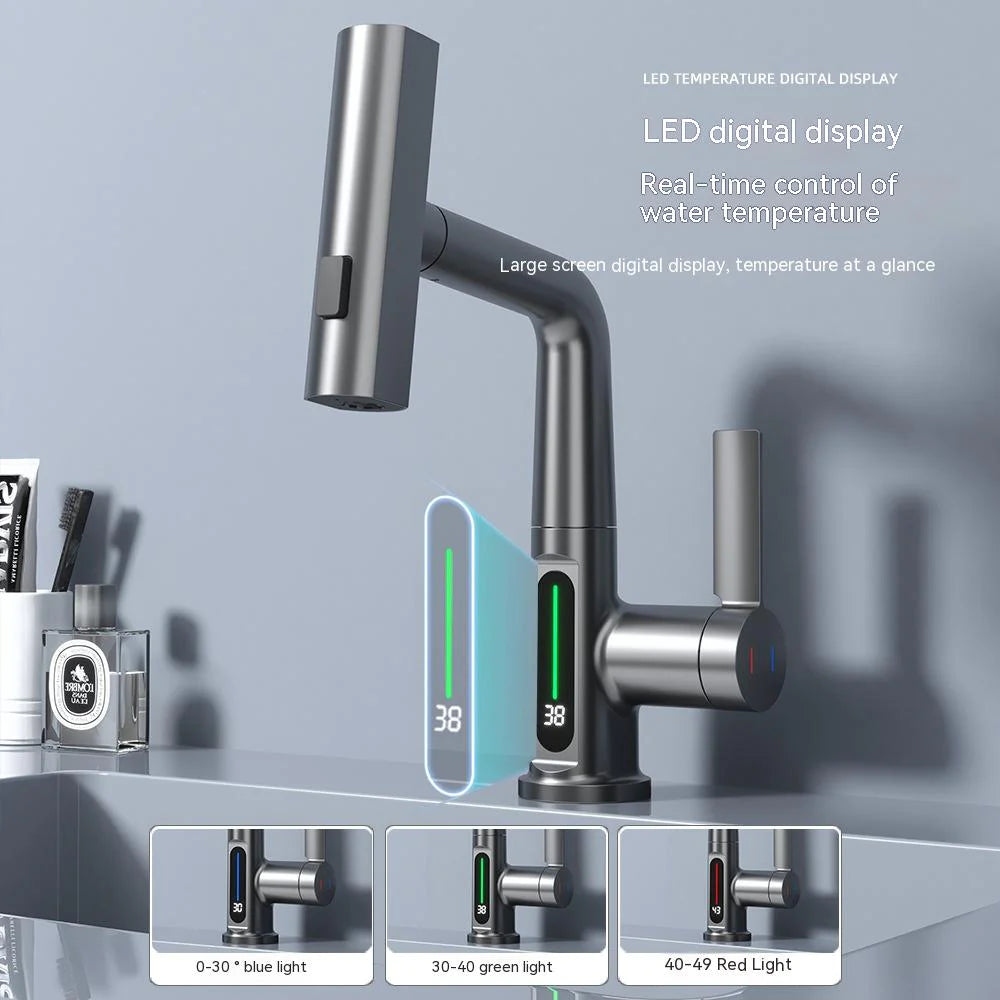 Intelligent Digital Display Faucet Pull-Out Basin Faucet Temperature Digital Display Rotation